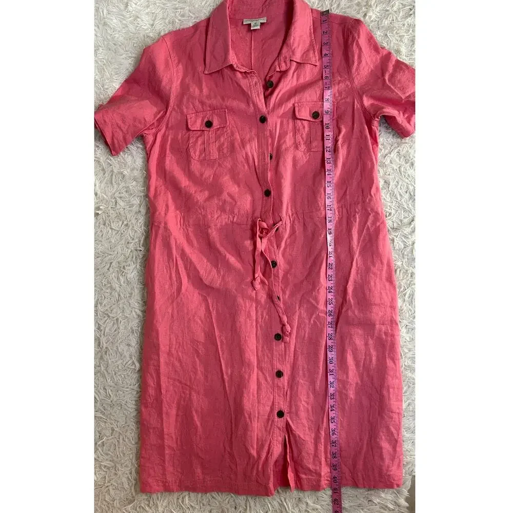 Appleseed’s Women's Size 14 Petite Pink Linen Button Up Shirt Dress #0513 - Picture 12 of 14